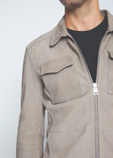 ARI MANFIELD LEATHER JACKET IN GREY