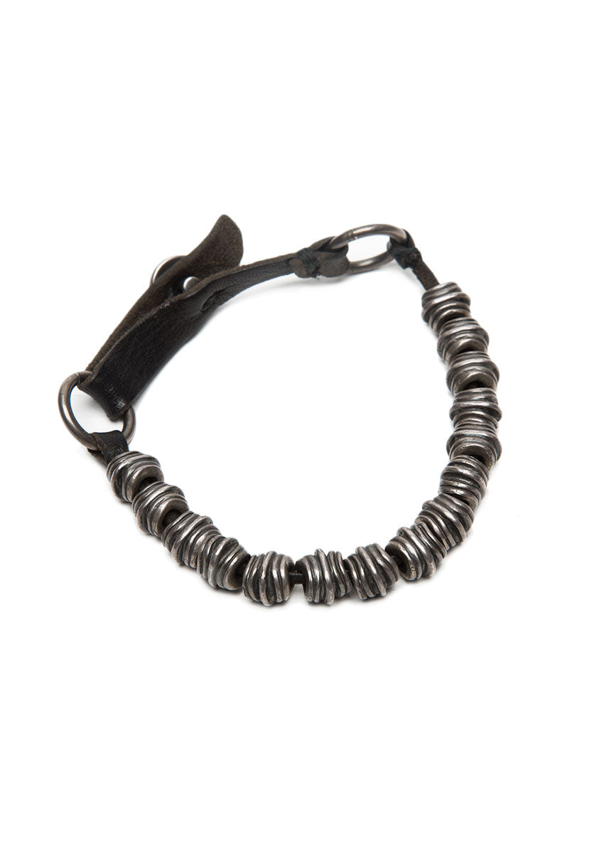 GOTI STERLING SILVER AND LEATHER BRACELET