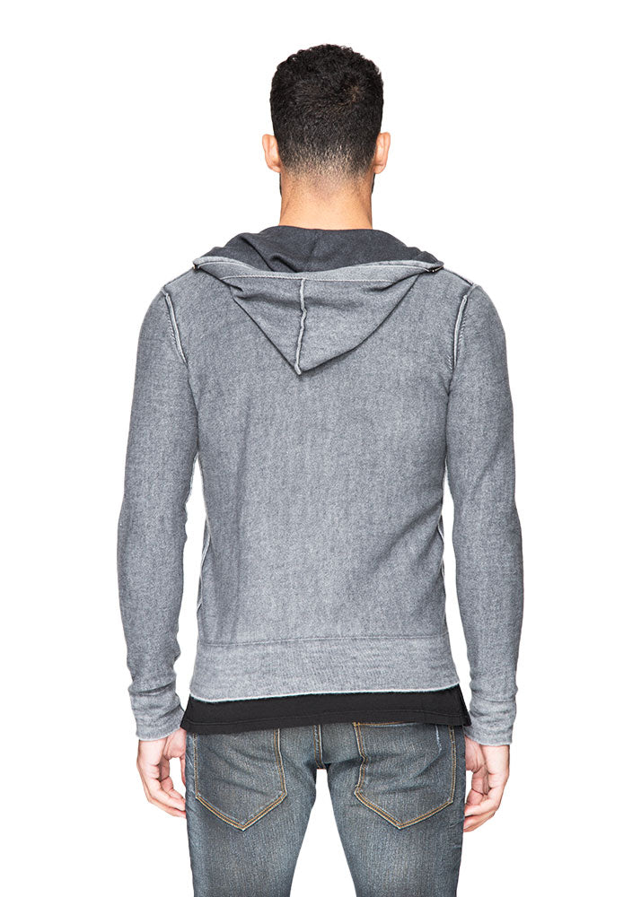 Reversible Cashmere Pull Over Hoodie in Derby Grey-Ari Soho
