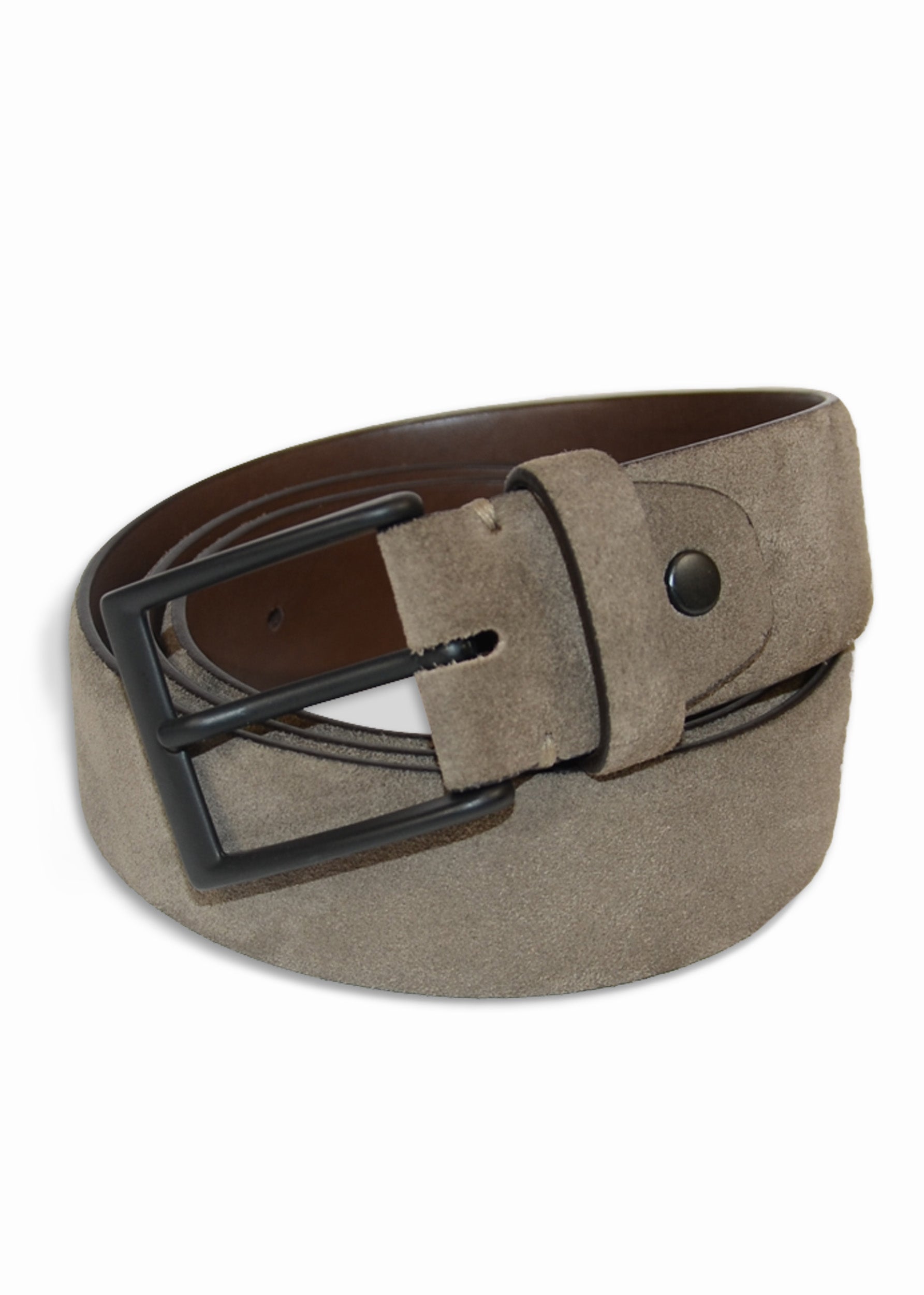 Dark Brown Suede Belt, Soho Buckle (Gold)