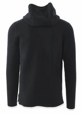Back view ARI Cashmere Knit Hoodie Black. Made in Italy