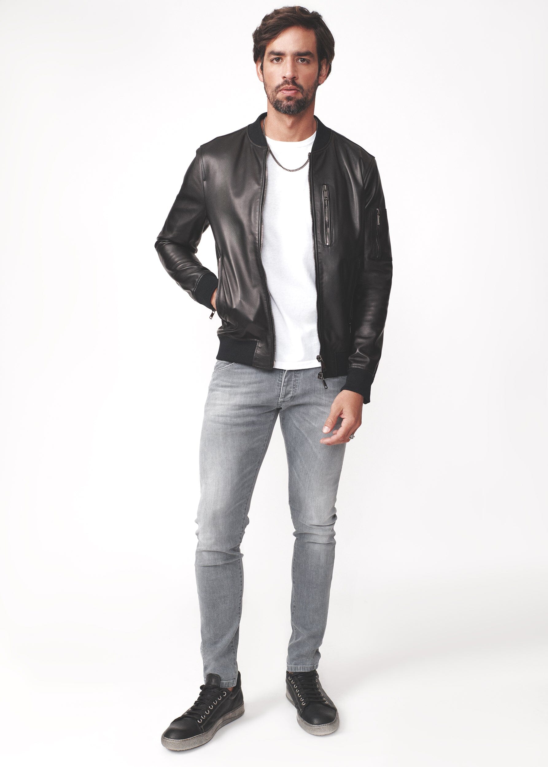 AGNELLO LEATHER PLONGÉ BOMBER