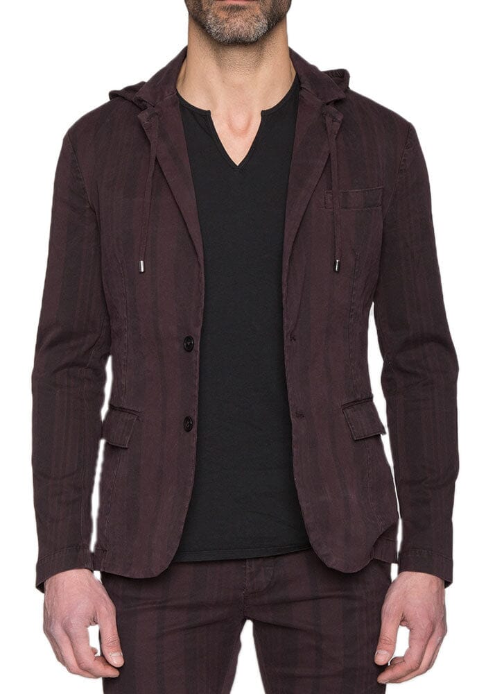 Burgundy Striped Blazer Jacket-Ari Soho