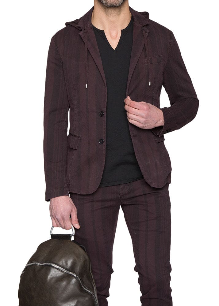 Burgundy Striped Blazer Jacket-Ari Soho