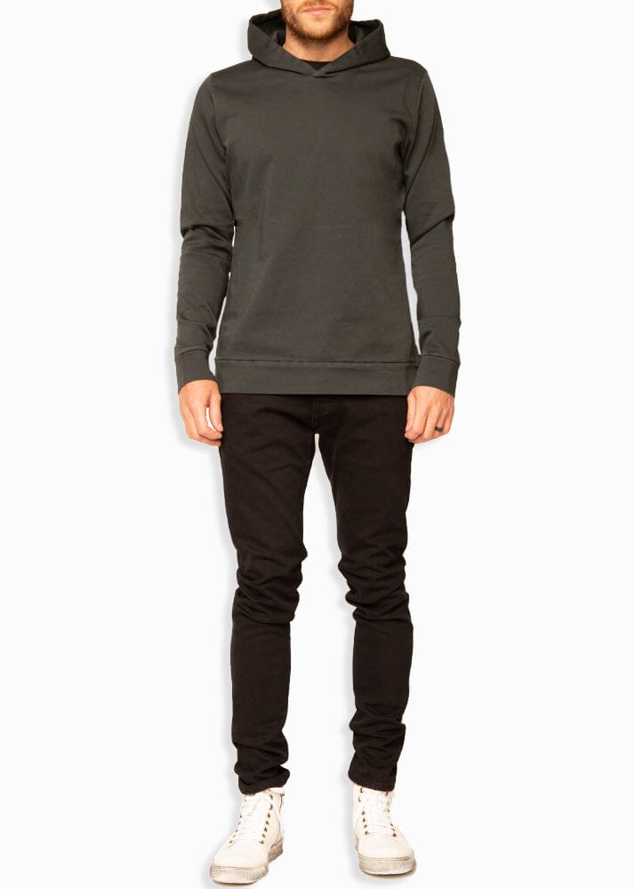 ARI COTTON PULLOVER HOODIE IN CHARCOAL