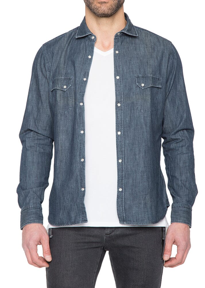 Denim Snap Button Down-Ari Soho