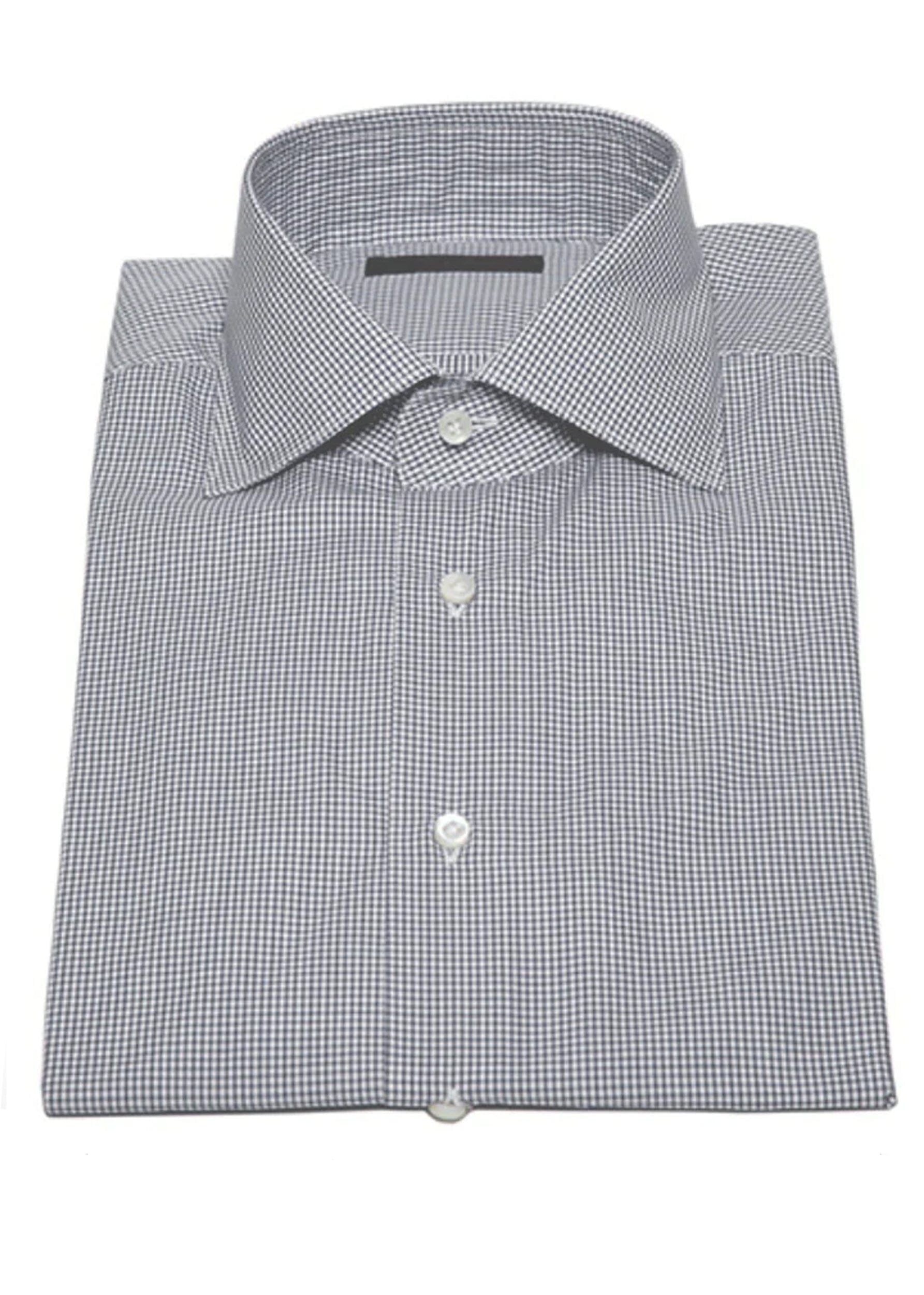 ARI GRAPH CHECK BUTTON DOWN SHIRT IN BLACK