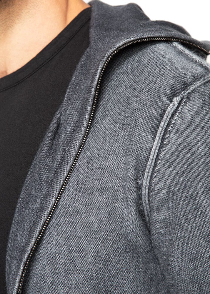 Reversible Cashmere Pull Over Hoodie in Derby Grey-Ari Soho