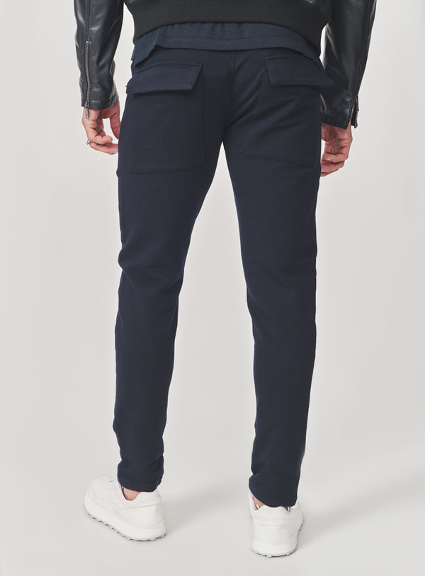 ARI LUX STRETCH COTTON PULL-UP JOGGERS IN BLUE BLACK