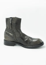 ARI DOUBLE ZIP FOLDED ANKLE LEATHER BOOT IN ASPHALT