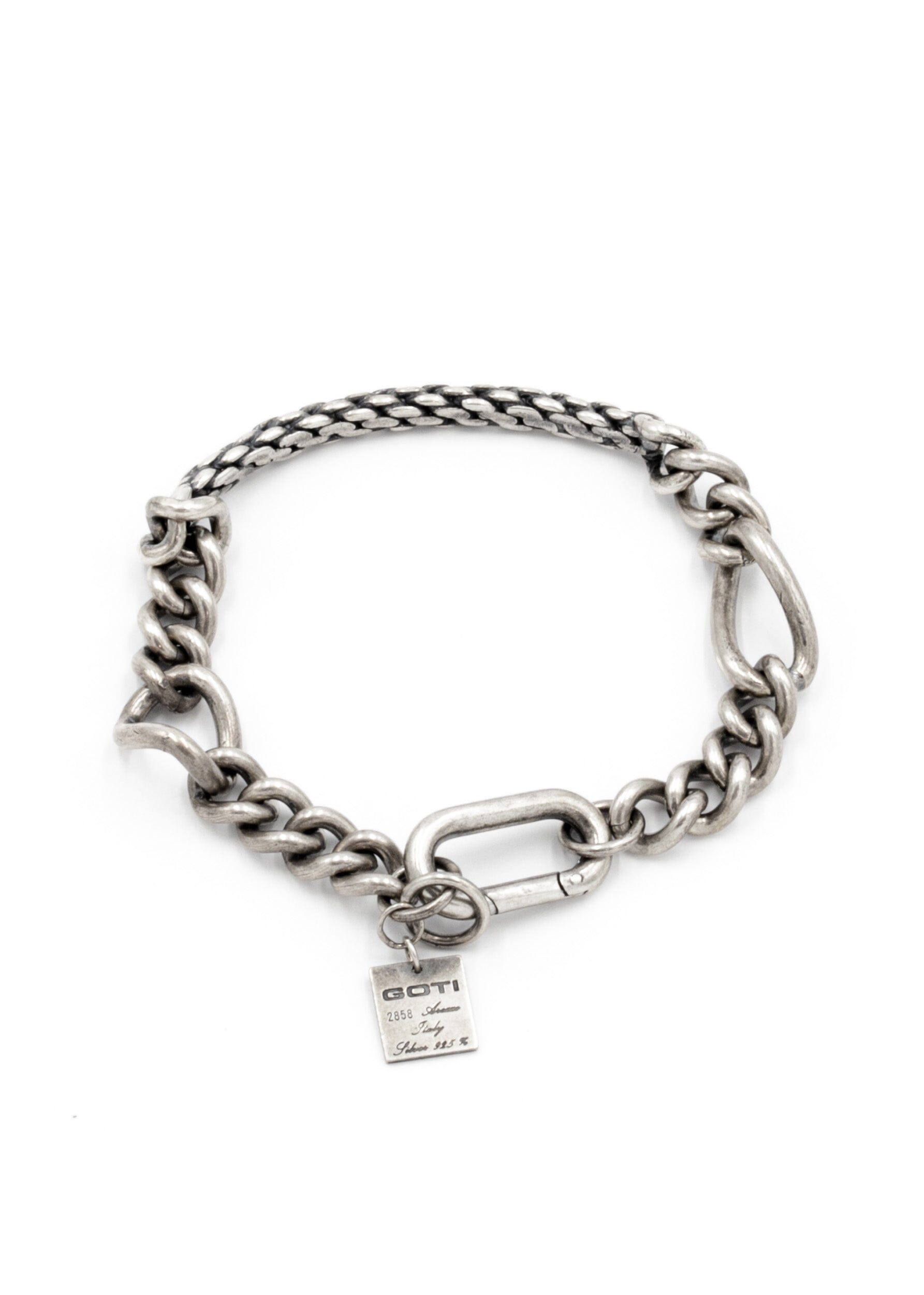 GOTI MULTI TEXTURED SILVER CHAIN BRACELET