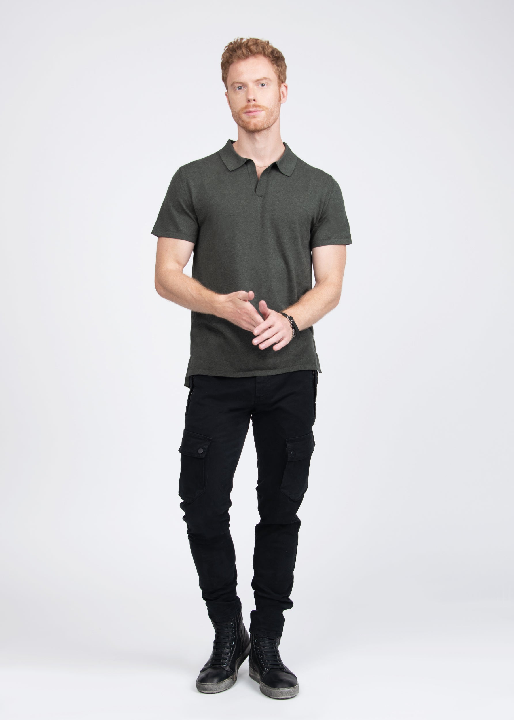 COTTON KNIT BUTTONLESS POLO