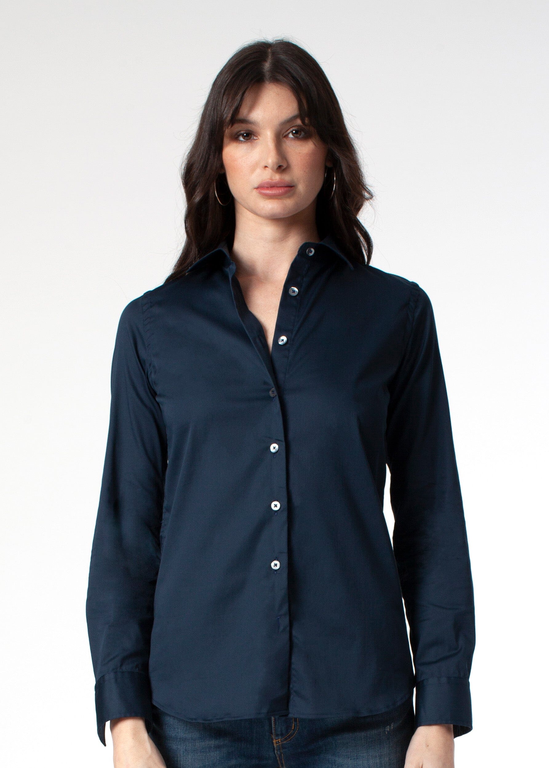 LUCIA COTTON STRETCH BUTTON DOWN