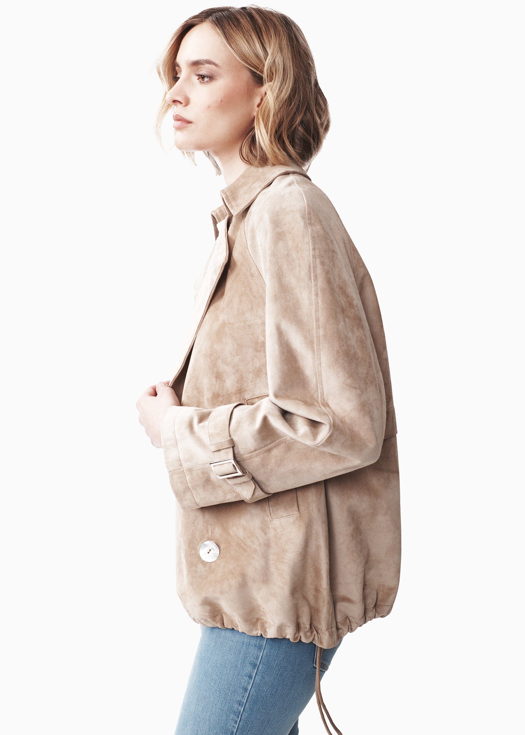 PERLA SUEDE SHORT TRENCH COAT