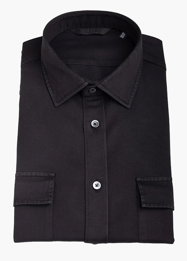 ARI NOLLY STRETCH COTTON SHIRT WITH POCKETS IN BLACK