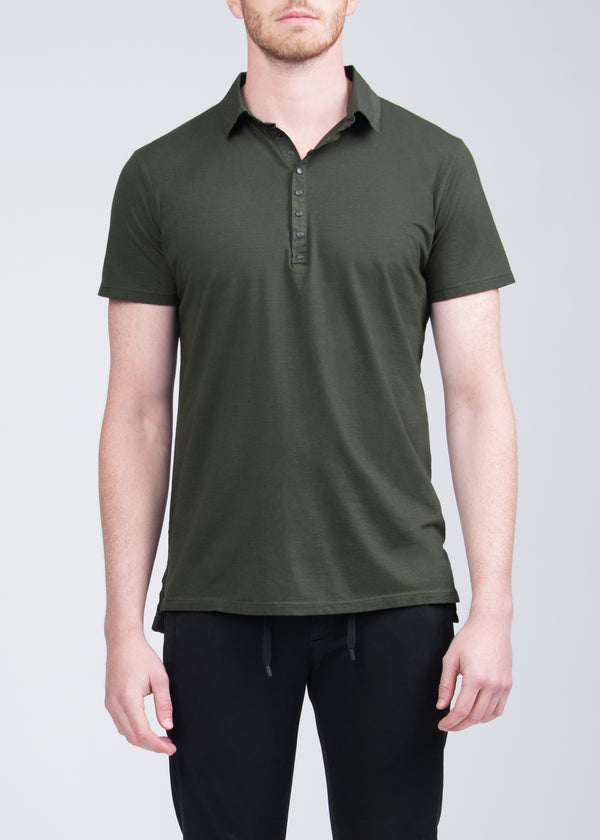 ARI POLO WITH FRONT SNAPS IN GREEN