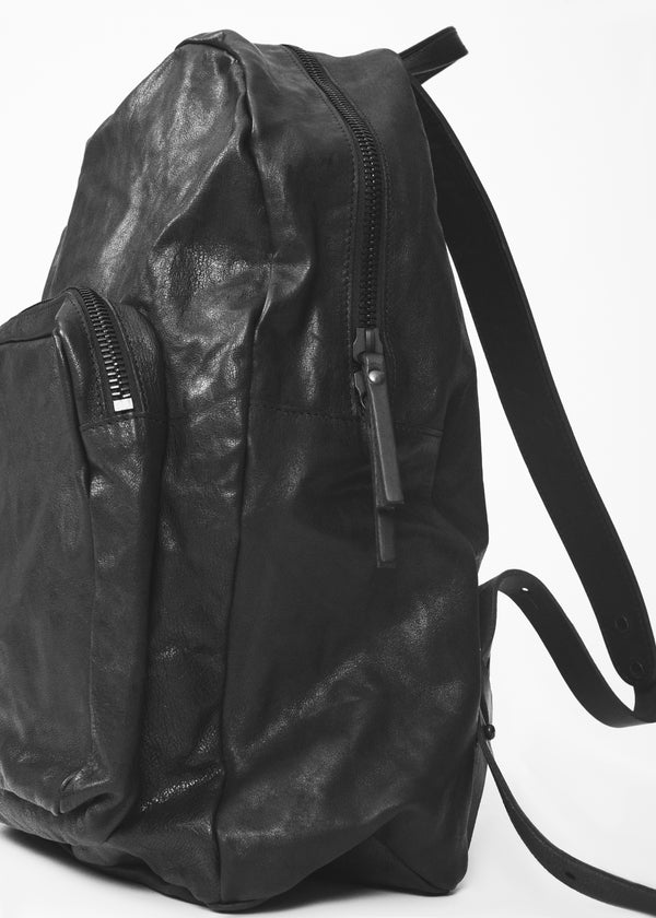 ARI ROCKY LEATHER BACKPACK IN BLACK