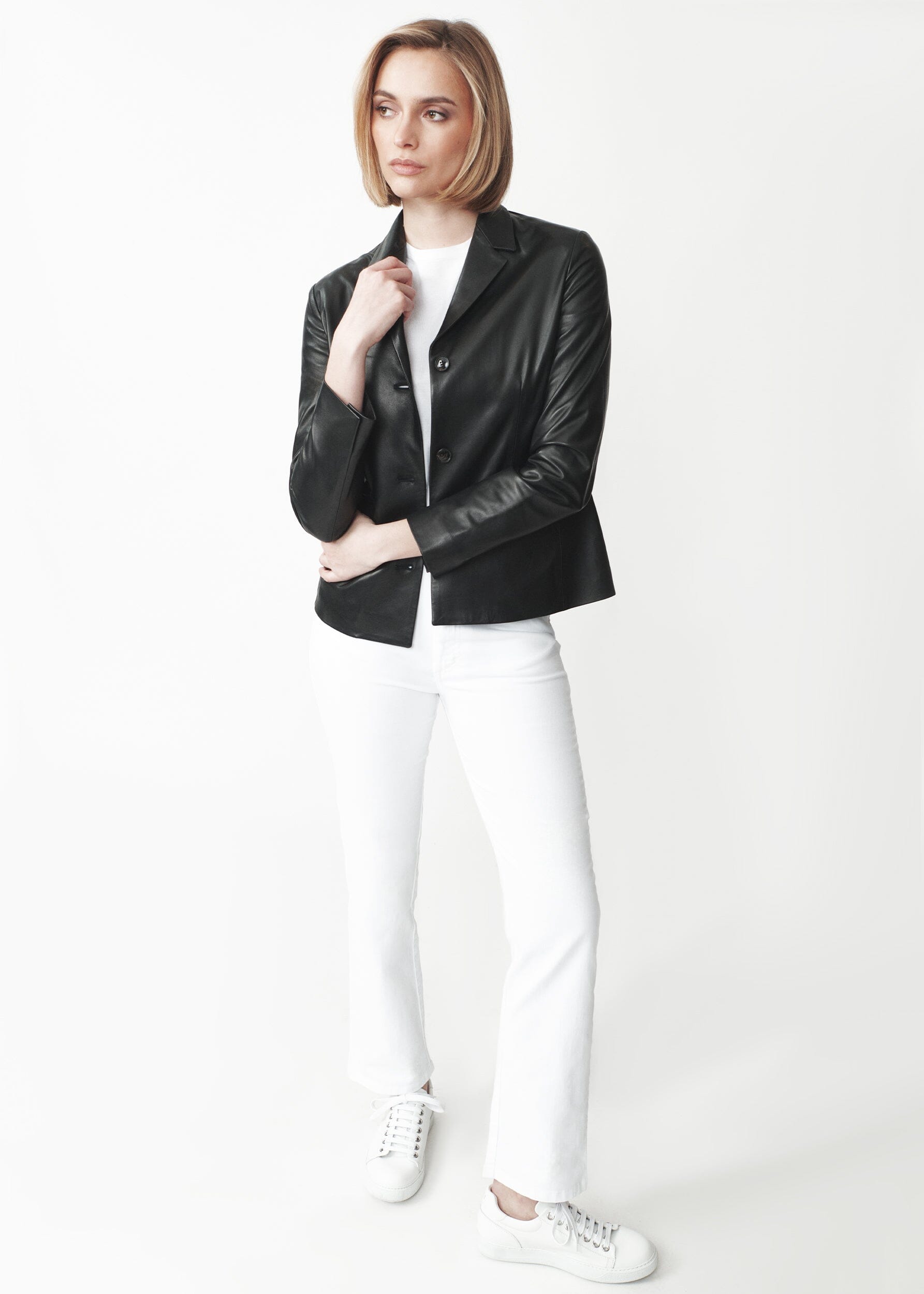 SARAH NAPPA LEATHER BLAZER