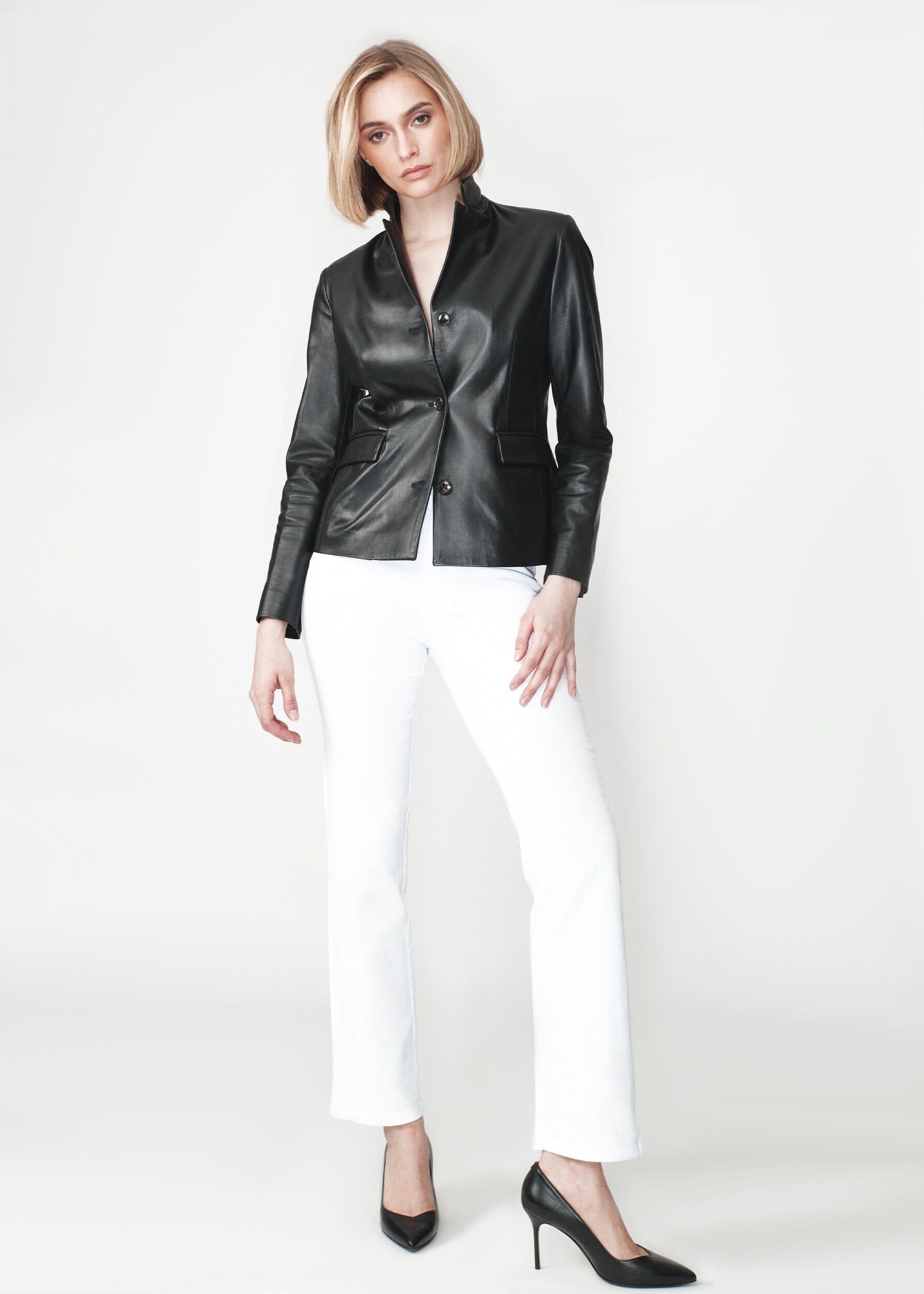 SARAH NAPPA LEATHER BLAZER