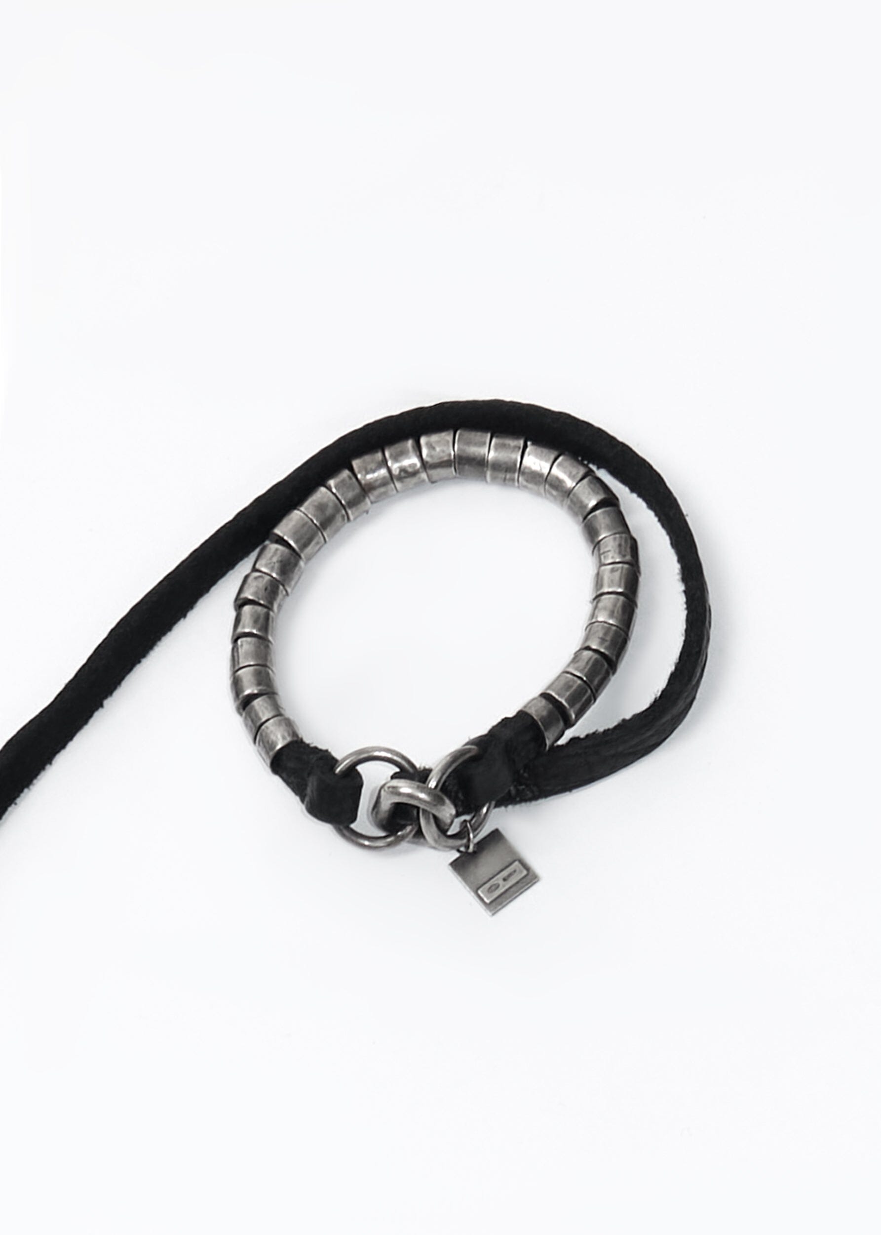 STERLING SILVER BEAD LEATHER BRACELET