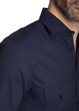 Dress Shirt With Pockets in Navy-Ari Soho