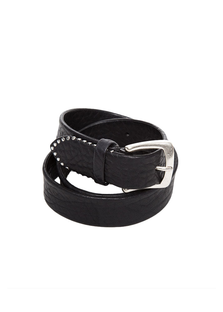Stud Tip Black Leather Belt-Ari Soho
