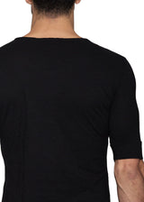 Black 3-4 Sleeve Scoop Neck Tee-Shirt-Ari Soho