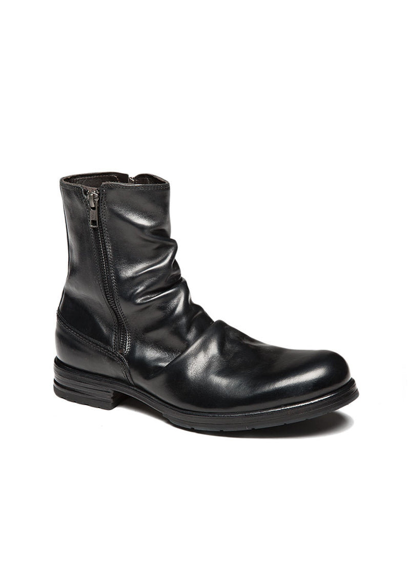 Black Folded Leather Boot-Ari Soho