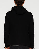 Black Hooded Wool Zip Jacket-Ari Soho