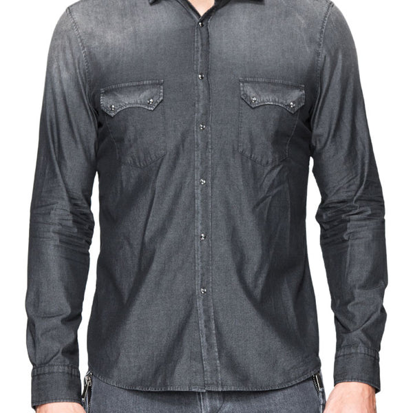 ARI | Faded Black Denim Button Down