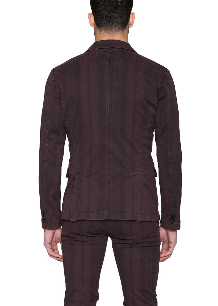 Burgundy Striped Blazer Jacket-Ari Soho