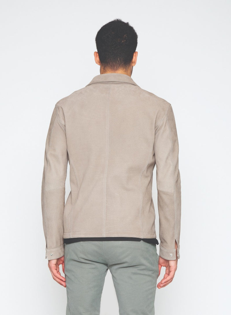 Manfield Leather Jacket in Grey-Ari Soho