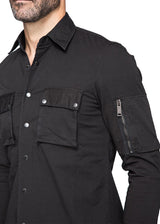 Cargo Military Shirt in Black-Ari Soho