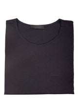 Folded view ARI Raw Edge Cotton T-Shirt Black. Made in Italy