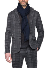 Grey Plaid Hooded Blazer Jacket-Ari Soho