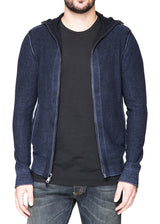Reversible Cashmere Pull Over Hoodie in Jet Blue-Ari Soho