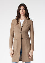 KARMIN SUEDE TOP COAT IN TAUPE