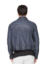 Kelso Leather Jacket in Blue-Ari Soho