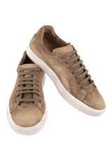 ARI Low Top Sneaker in Olive Wash Suede. Made in Italy