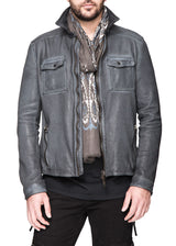 Leather Field Jacket in Grey-Ari Soho