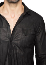 Rider Leather Shirt in Black-Ari Soho