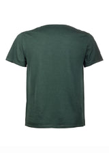 Back view ARI Knitted Crew T-Shirt Bottle Green. Made in Italy