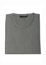 Folded view ARI Knitted Crew T-Shirt Military Grey. Made in Italy