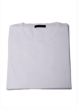 Folded view ARI Knitted Crew T-Shirt White. Made in Italy