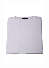 Folded view ARI Superfine Cotton knit Long Sleeve Sweater White. Made in Italy