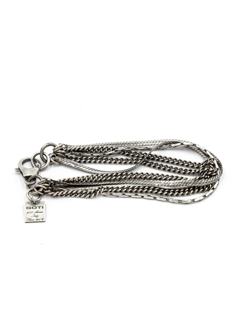 GOTI MULTI TEXTURED SILVER ROPE AND CHAIN BRACELET
