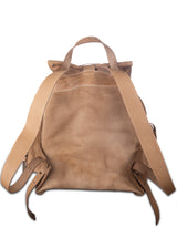 back view Buck Leather Backpack Sand. Made in Italy