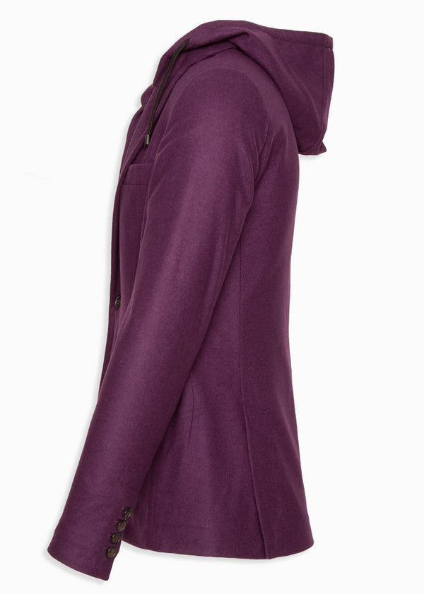 Side view ARI Fuji Violet Cashmere Travel Jacket. Made in Italy
