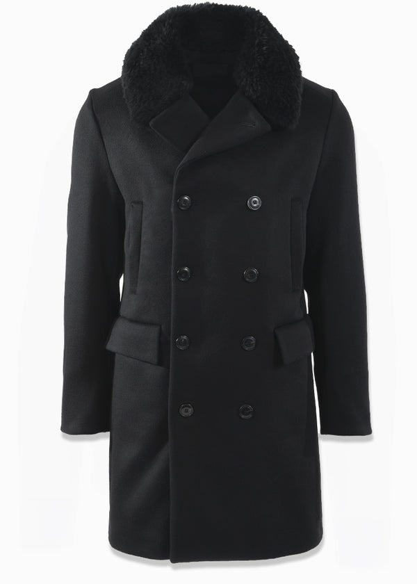 ARI DOUBLE BREASTED CASHMERE COAT IN BLACK