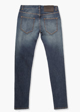 Back view of ARI Blue Stretch Denim Jeans. Made in Italy